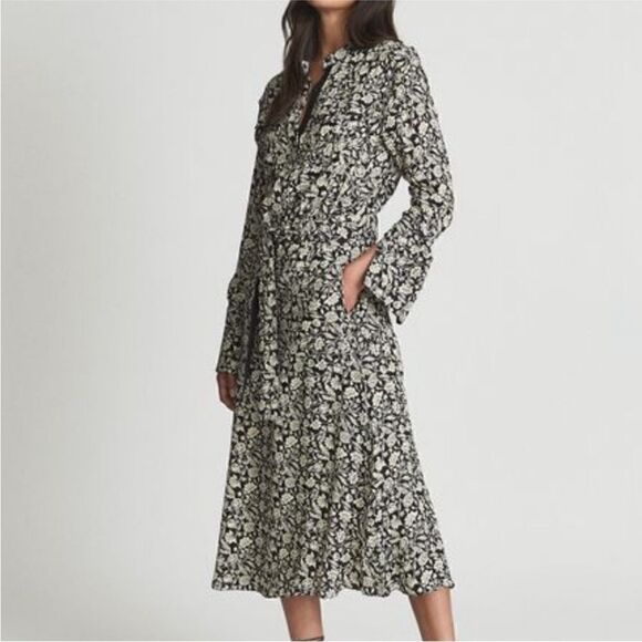 Reiss Micah Floral Printed Midi Dress-J3 - Picture 1 of 11